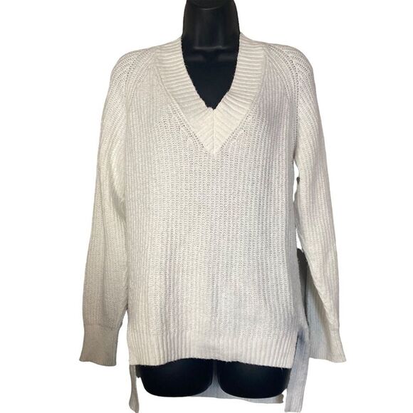 A.N.A White Knit Long Sleeve Hi Low Pullover - Picture 1 of 9